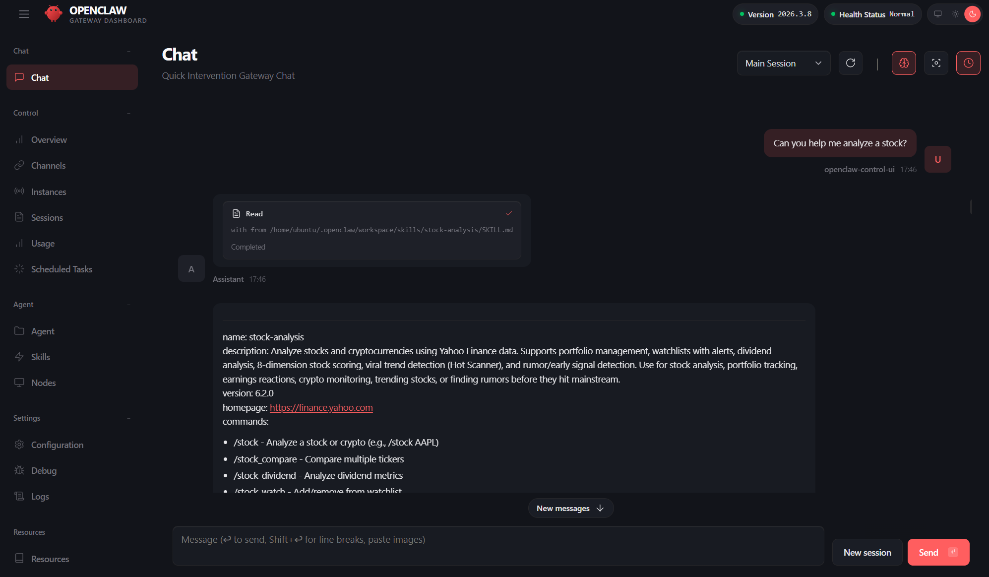 OpenClaw demo screenshot